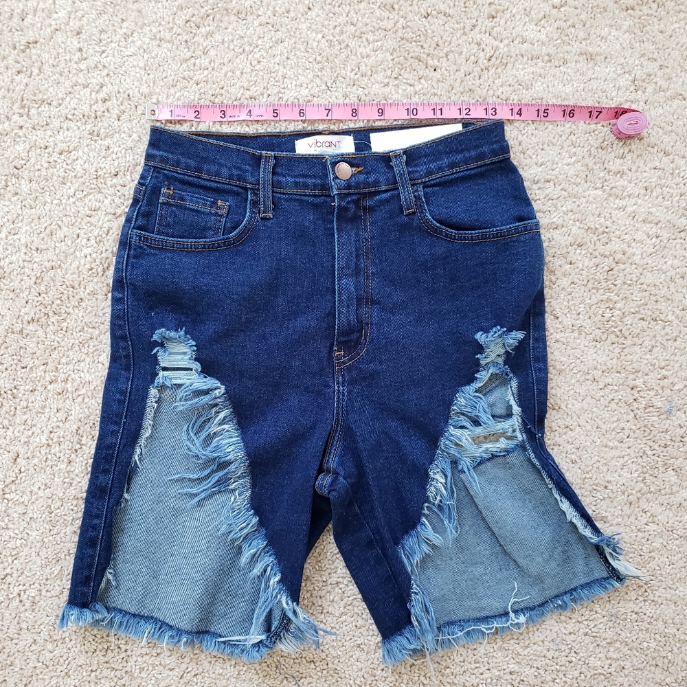 Vibrant She Bad Dark Denim Jeans Shorts - Picture 7 of 7
